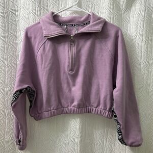 Juicy Couture Y2K Purple Cropped Quarter‎ Zip Sweatshirt Logo No size Tag